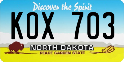 ND license plate KOX703