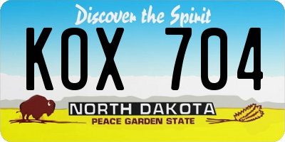 ND license plate KOX704