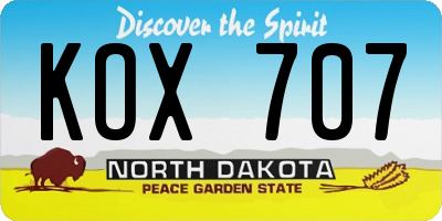 ND license plate KOX707
