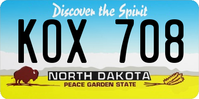ND license plate KOX708
