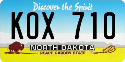 ND license plate KOX710