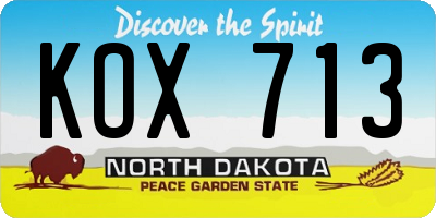 ND license plate KOX713