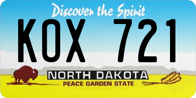 ND license plate KOX721