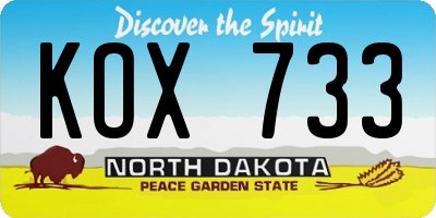 ND license plate KOX733