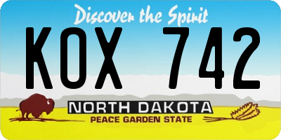 ND license plate KOX742