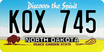 ND license plate KOX745