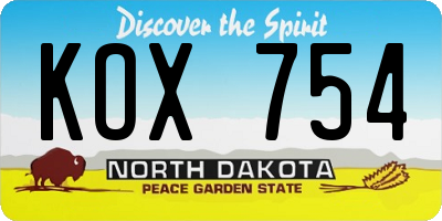 ND license plate KOX754