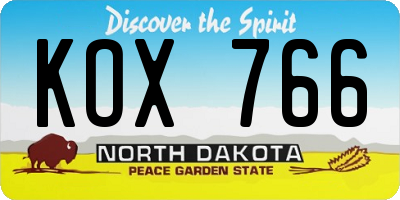 ND license plate KOX766