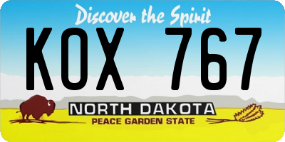 ND license plate KOX767