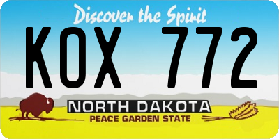 ND license plate KOX772