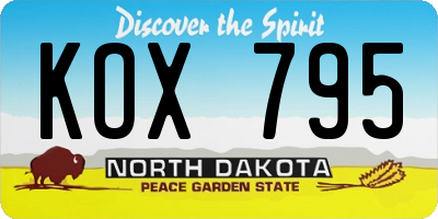 ND license plate KOX795