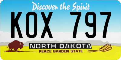 ND license plate KOX797