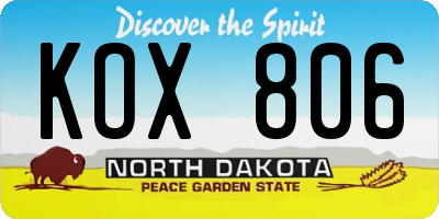ND license plate KOX806