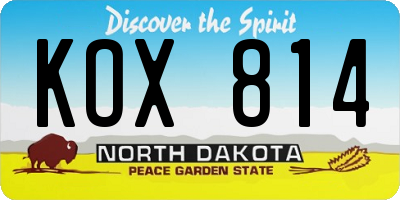 ND license plate KOX814
