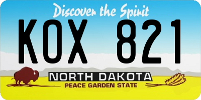 ND license plate KOX821