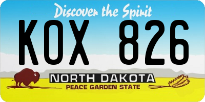 ND license plate KOX826