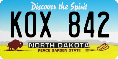 ND license plate KOX842