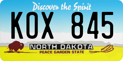 ND license plate KOX845