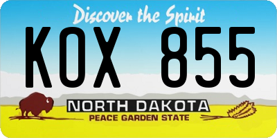ND license plate KOX855