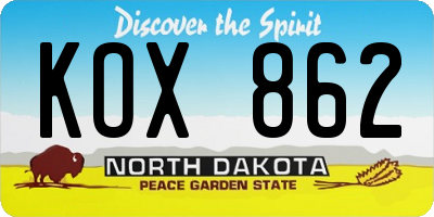 ND license plate KOX862