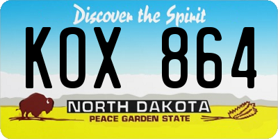 ND license plate KOX864