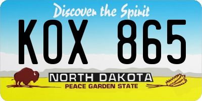 ND license plate KOX865