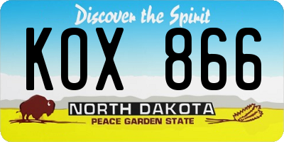 ND license plate KOX866