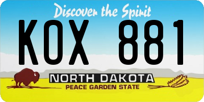 ND license plate KOX881