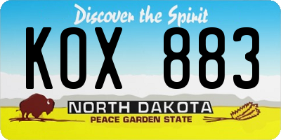 ND license plate KOX883