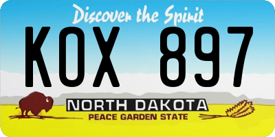 ND license plate KOX897