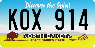 ND license plate KOX914