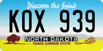 ND license plate KOX939
