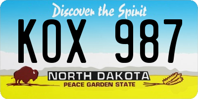 ND license plate KOX987