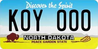 ND license plate KOY000