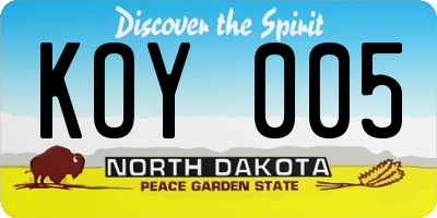 ND license plate KOY005