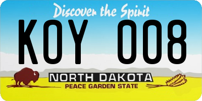 ND license plate KOY008