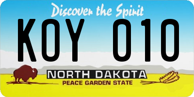ND license plate KOY010