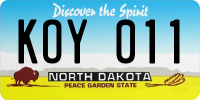 ND license plate KOY011