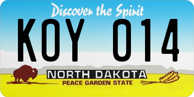 ND license plate KOY014