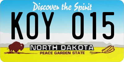 ND license plate KOY015