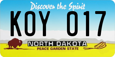 ND license plate KOY017
