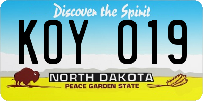 ND license plate KOY019