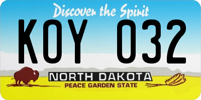 ND license plate KOY032