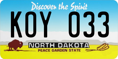 ND license plate KOY033