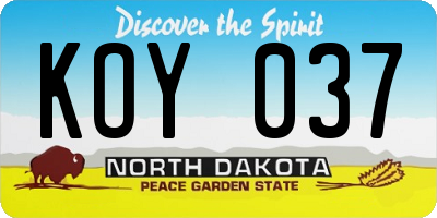 ND license plate KOY037