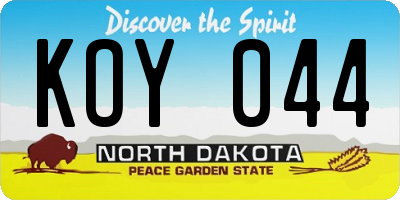 ND license plate KOY044