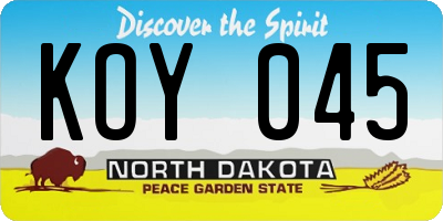 ND license plate KOY045