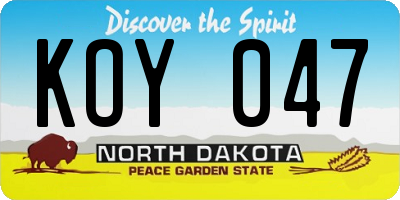 ND license plate KOY047