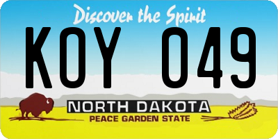 ND license plate KOY049