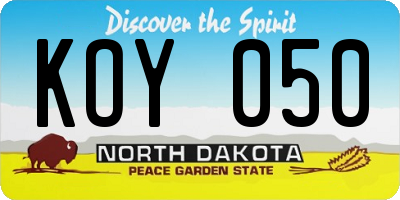ND license plate KOY050